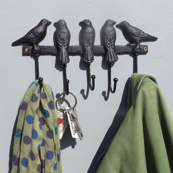 Love Hooks - Cast Iron Black Birds Coat Rack