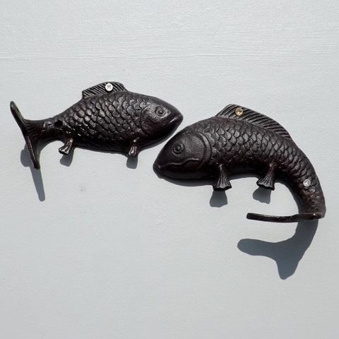 Love Hooks - Pair of Cast Iron Fish Hooks Coat Rack