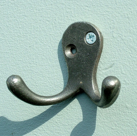 Love Hooks - Traditional Cast Iron Double Robe hook in Antique Finish